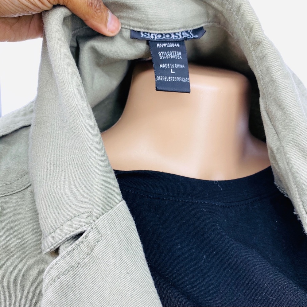 Army Green Denim Zip Vest - Picture 6 of 6